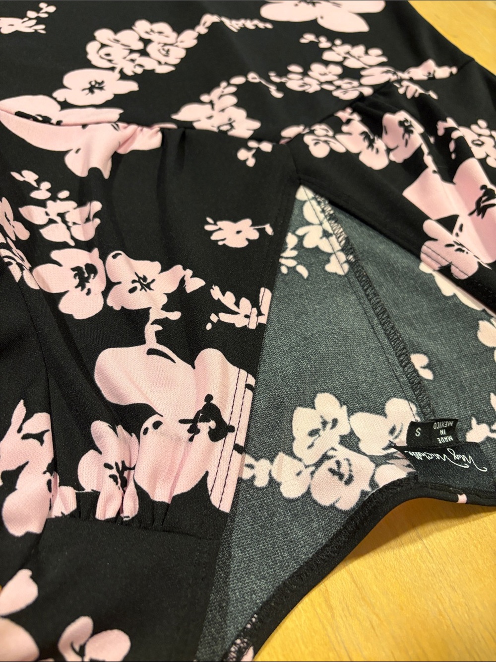 My Michelle ~ Black Dress with Pink Floral Print - Picture 2 of 6